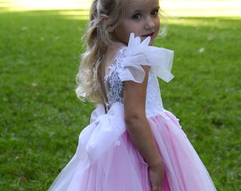 Raspberry  Flower girl dress, Girl ball gown, Pink flower girl dress, Tutu girl dress