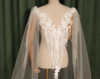 Veil Cape, Bridal cape, Wedding Bridal cape veil Ivory long Modern veil Draped bridal cape coverup, english veil, shoulder train