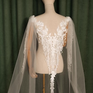 Veil Cape, Bridal cape, Wedding Bridal cape veil Ivory long Modern veil Draped bridal cape coverup, english veil, shoulder train