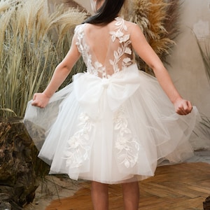 Lace Baby Dress, Birthday Girl Dress, short tutu girl dress, toddler outfit, flower girl dress, Girl ball gown