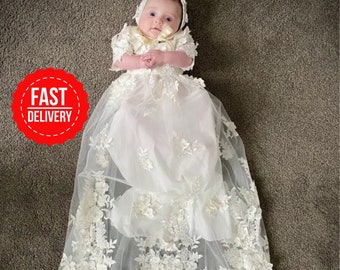 Baptism overall set, lace overall set, overall set with skirt, baby baptism dress, baptism baby wear, lace baptism dress, Christening gown