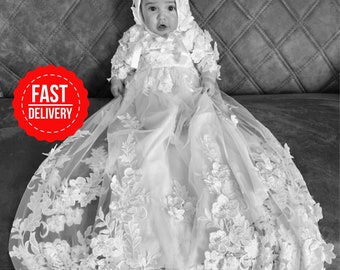 Lace Baptism girl dress,baptism dress for baby girl, Long skirt Baptism dress, Christening Gown set, Baptism girl gift, Baby blessing gown
