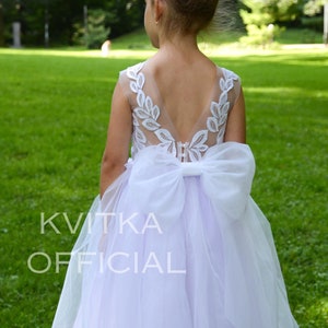 Flower girl dress, Lilac Tulle Baby Dress, Puffy Lilac flower girl dress with train, Purple Birthday girl dress