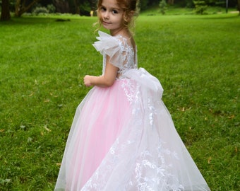 NEW!! PINK Flower girl dress,Girl ball gown, Pink flower girl dress, Tutu girl dress