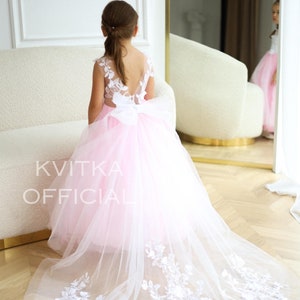 Flower girl dress Pink, Tulle Toddler Pink Dress, Girl ball gown, Blush Tutu girl dress