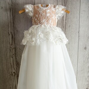 Baptism overall with removable skirt, Christening baby outfit, christening gown, baptism dress, baptism gown