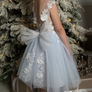 Light Blue Flower girl dress, Girl ball gown, short light blue  flower girl dress, Tutu girl dress