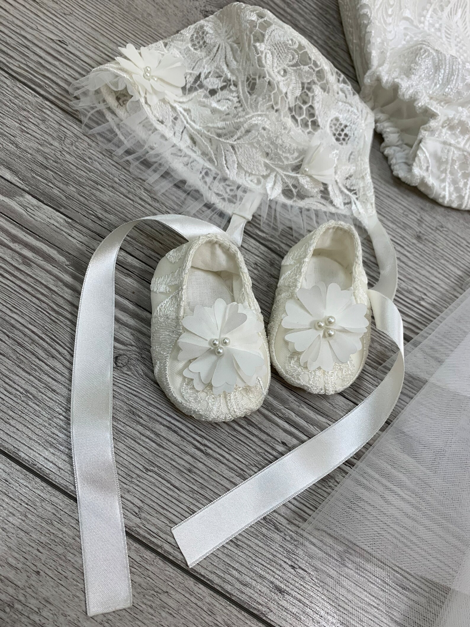 Baby Christening Bodysuit Tulle White Christening Gown With Etsy