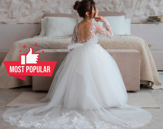 Baby Girl Christening Dress – Puffy Princess Tulle Gown main image 1