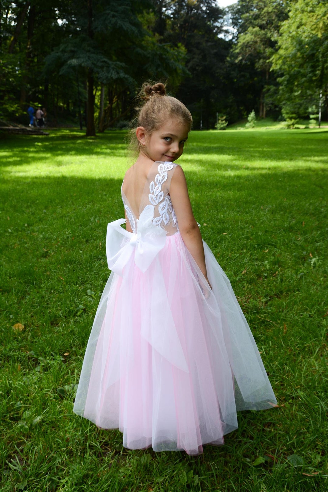 Pink Flower Girl Dress Girl Birthday Princess Dress
