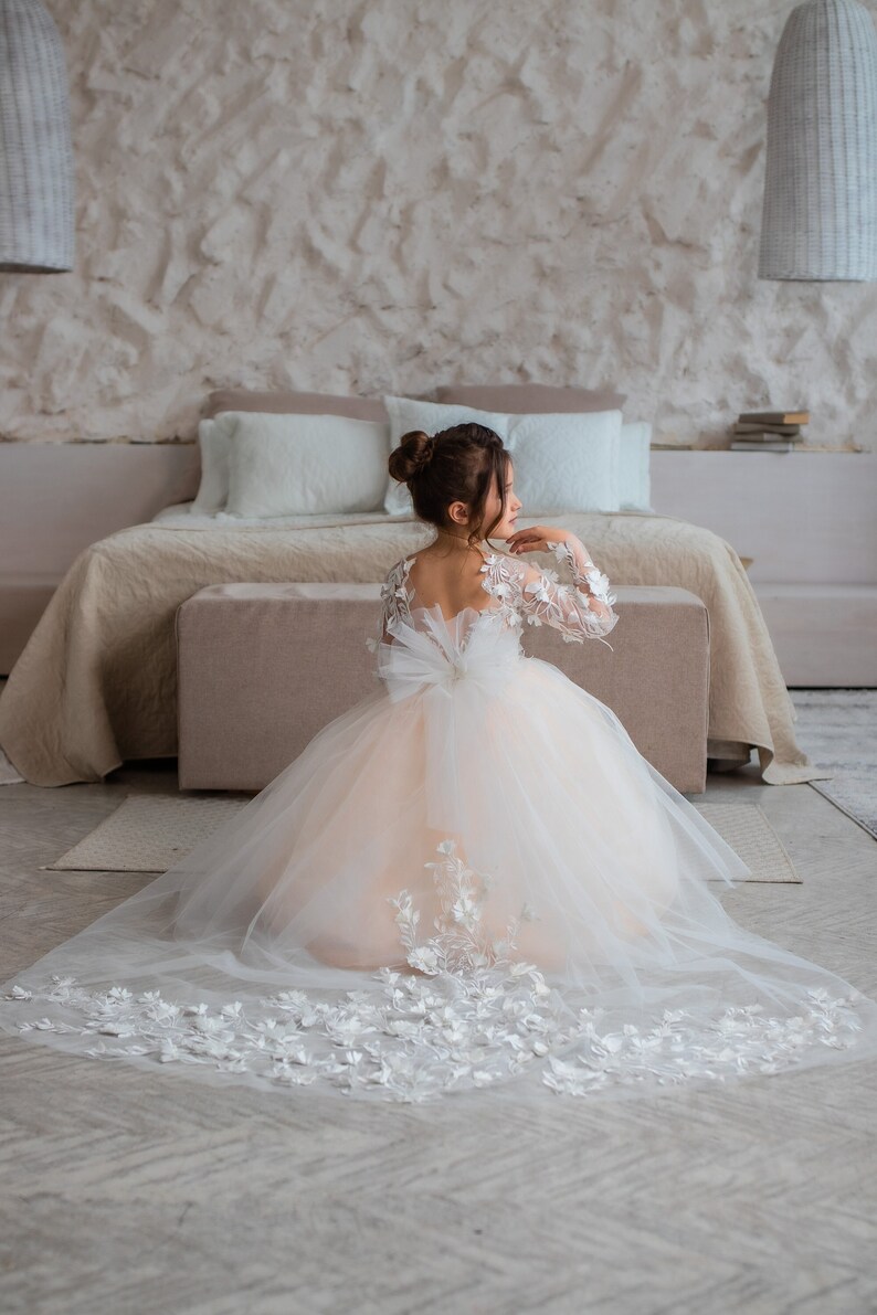 Flower Girl Dress Train Flower Girl Dress Toddler Long Etsy