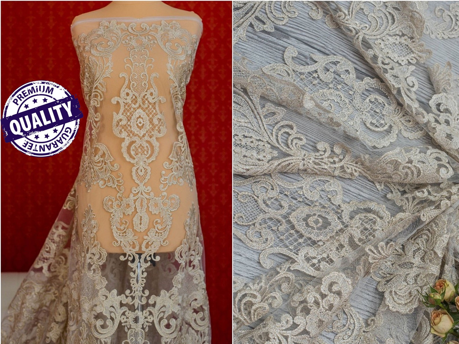 Gold Lace Trim Wedding Fabric Lingerie Fabric Lace Trim Etsy