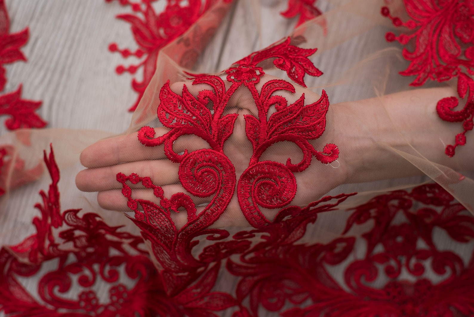 Red Colored Lace Fabric for Evening Dress Red Wedding Lace Etsy