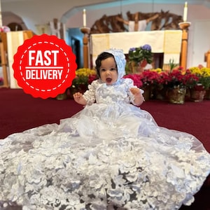 Lace Baptism girl dress,baptism dress for baby girl, Long skirt Baptism dress, Christening Gown set, Baptism girl gift, Baby blessing gown