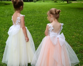 Yellow Flower girl dress, Girl ball gown,Yellow flower girl dress, Tutu girl dress