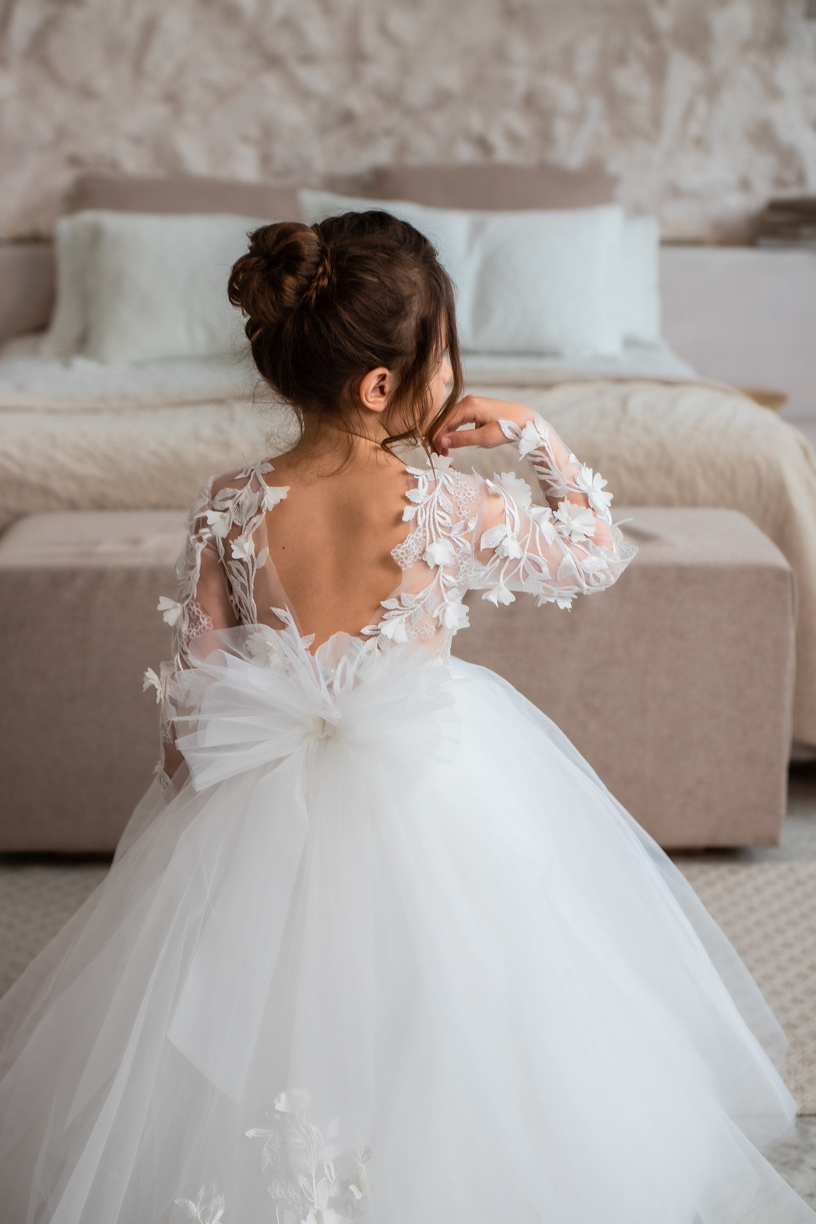 Flower Girl Dress Train Flower Girl Dress Toddler Long Etsy