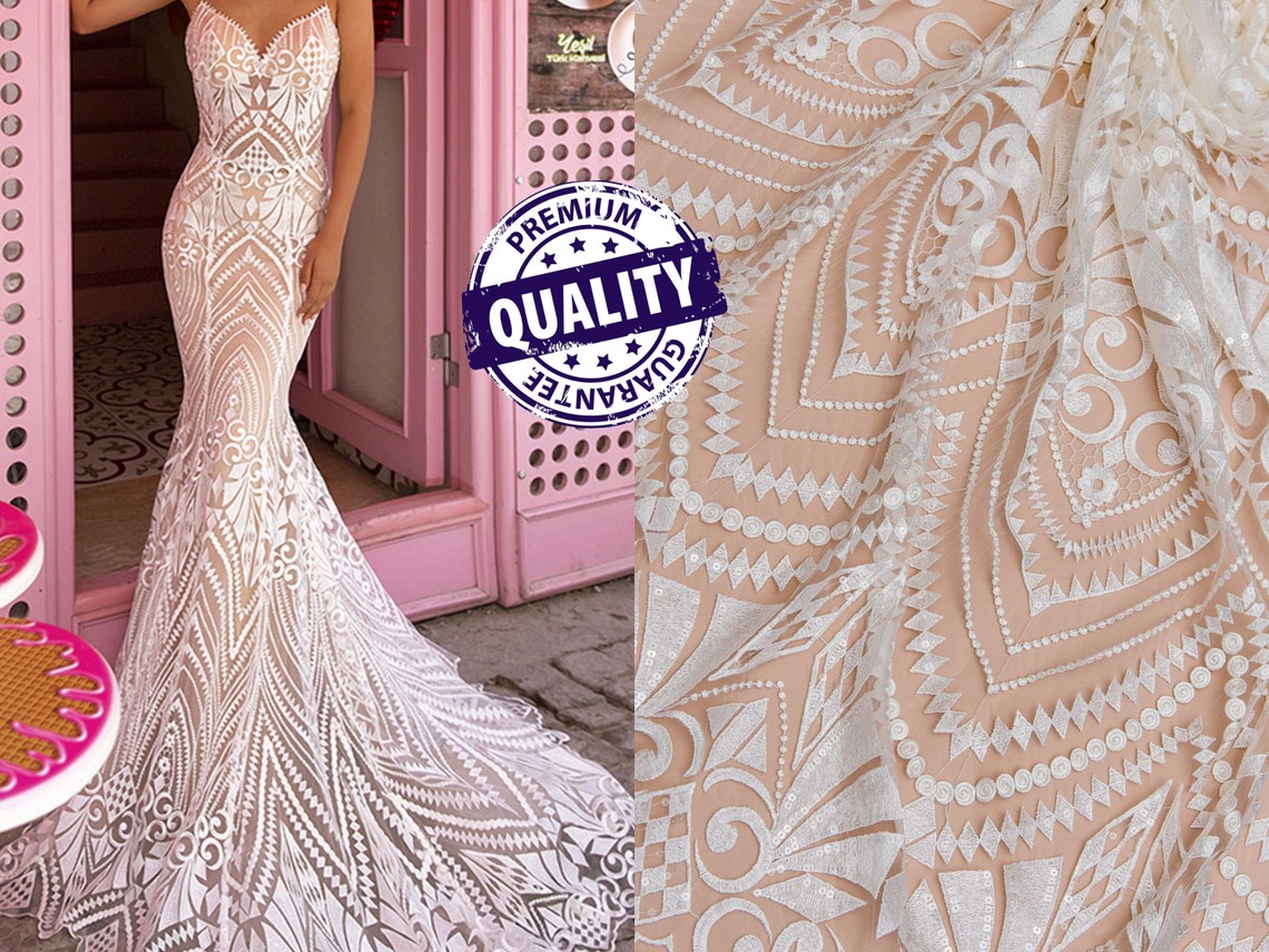 Bridal dress lace fabric ivory wedding dress lace lace | Etsy