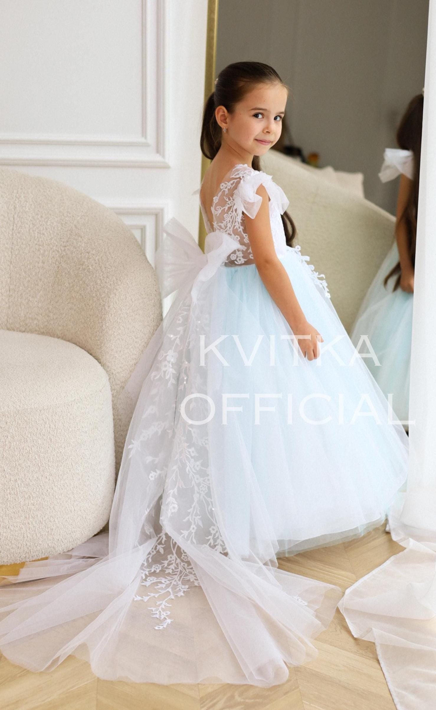 Sky Blue Flower Girl Dress - Etsy