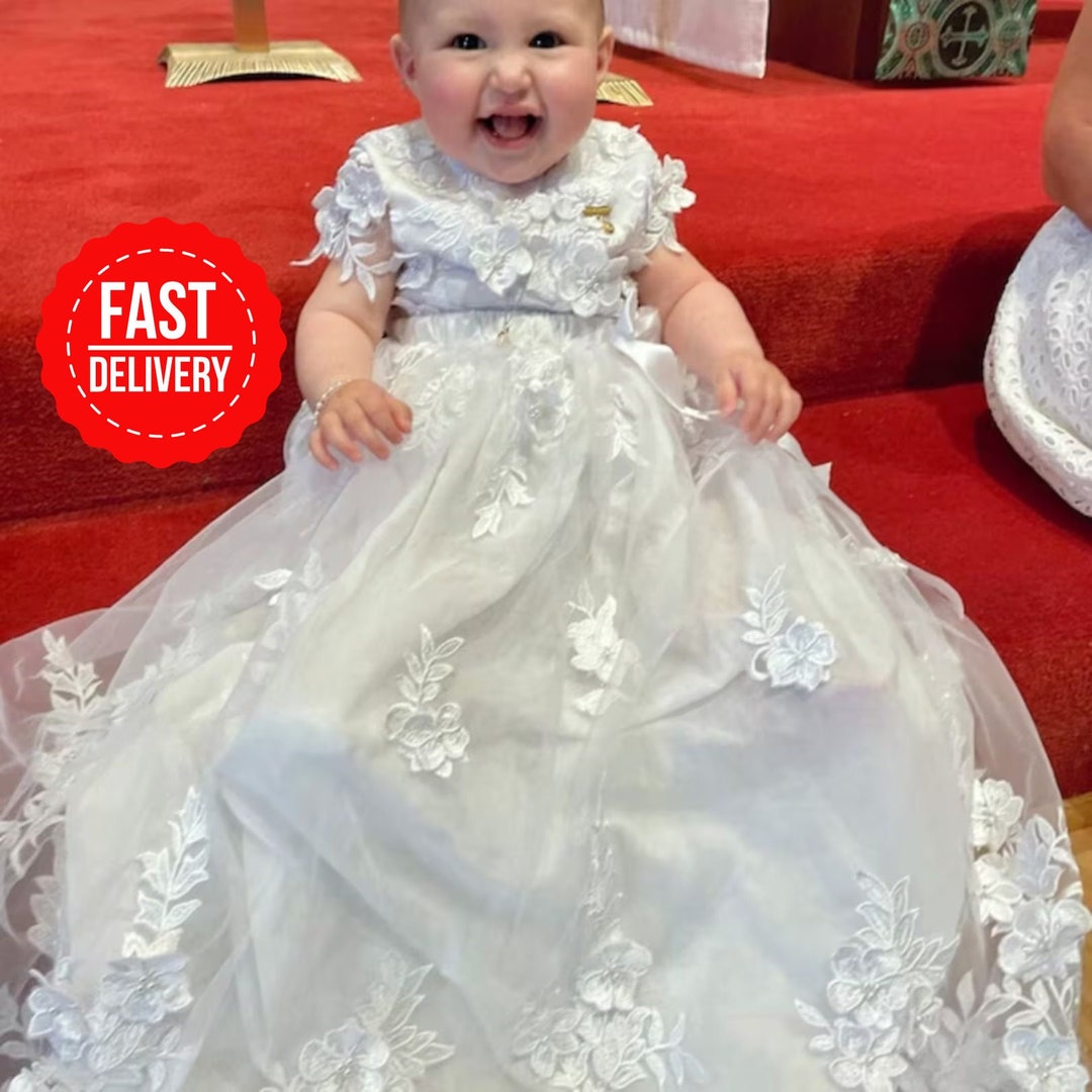 Lace Baptism Girl Dress,baptism Dress for Baby Girl, Long Skirt Baptism