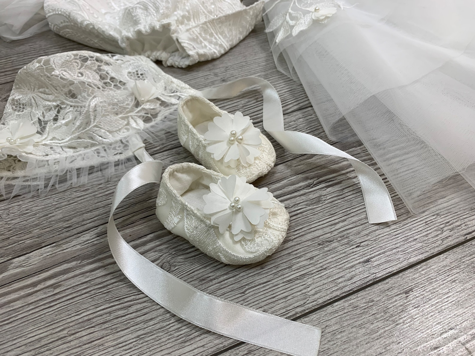 Baby Christening Bodysuit Tulle White Christening Gown With Etsy