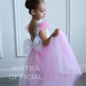 Sparkle Flower girl dress, Glitter Tutu flower girl dress, Pink baby dress, Girl wedding dress