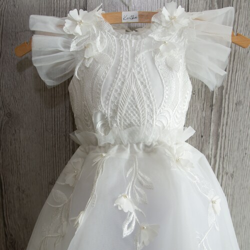 Tulle Christening Gown With Removable Skirt Baby Bodysuit Etsy