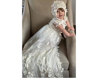 Vestido de bautizo de encaje para niña, vestido de bautizo para bebé niña, vestido de bautizo de falda larga, conjunto de vestido de bautizo, regalo de bautizo para niña, vestido de bendición para bebé