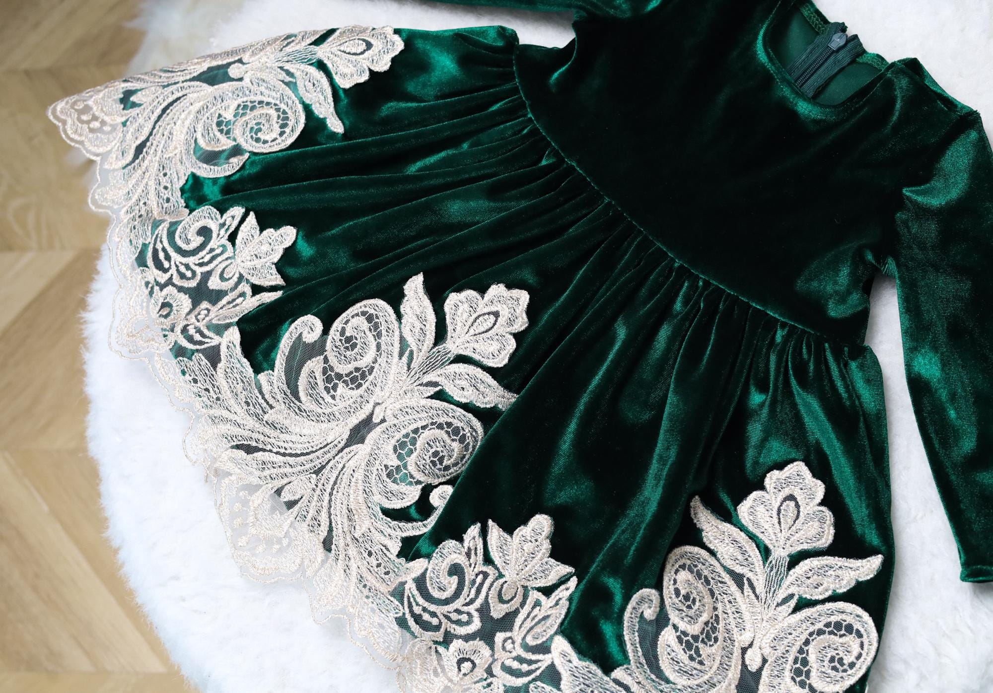 Green Christmas dress Toddler girl, Green velvet dress< Toddler Christmas dress, holiday child clothing