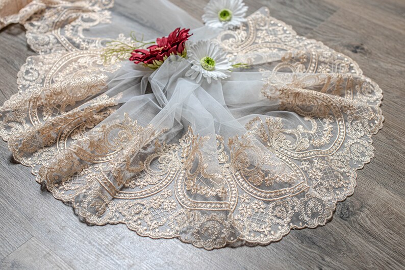 Beige lace trimming fabric trim beige fabric lace trimming for wedding dress,