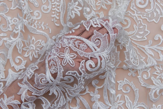 new collection 2020 flower lace bridal lace fabric for wedding dress- Gold wedding dress lace fabric with flowers WL0093