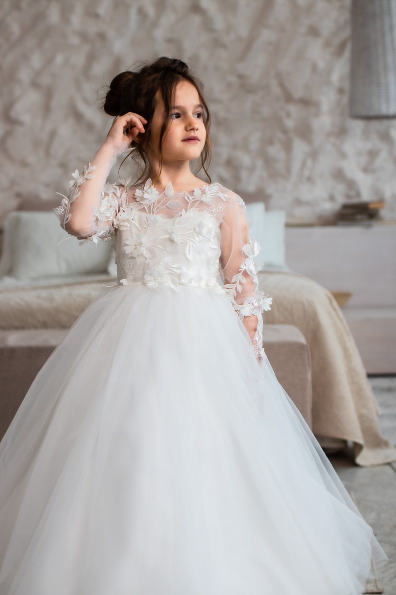 Flower Girl Dress Train Flower Girl Dress Toddler Long Etsy