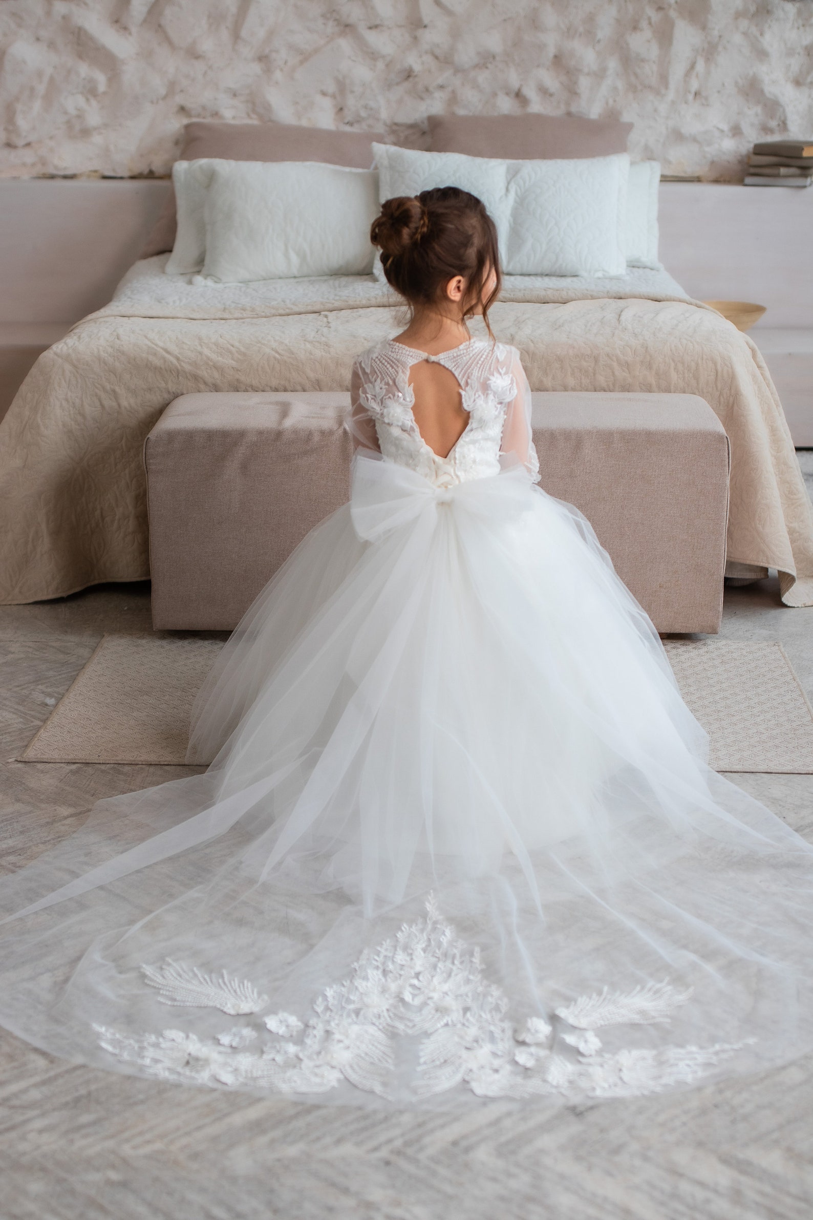 Flower Girl Dress Train Tulle Flower Girl Dress Princess Etsy