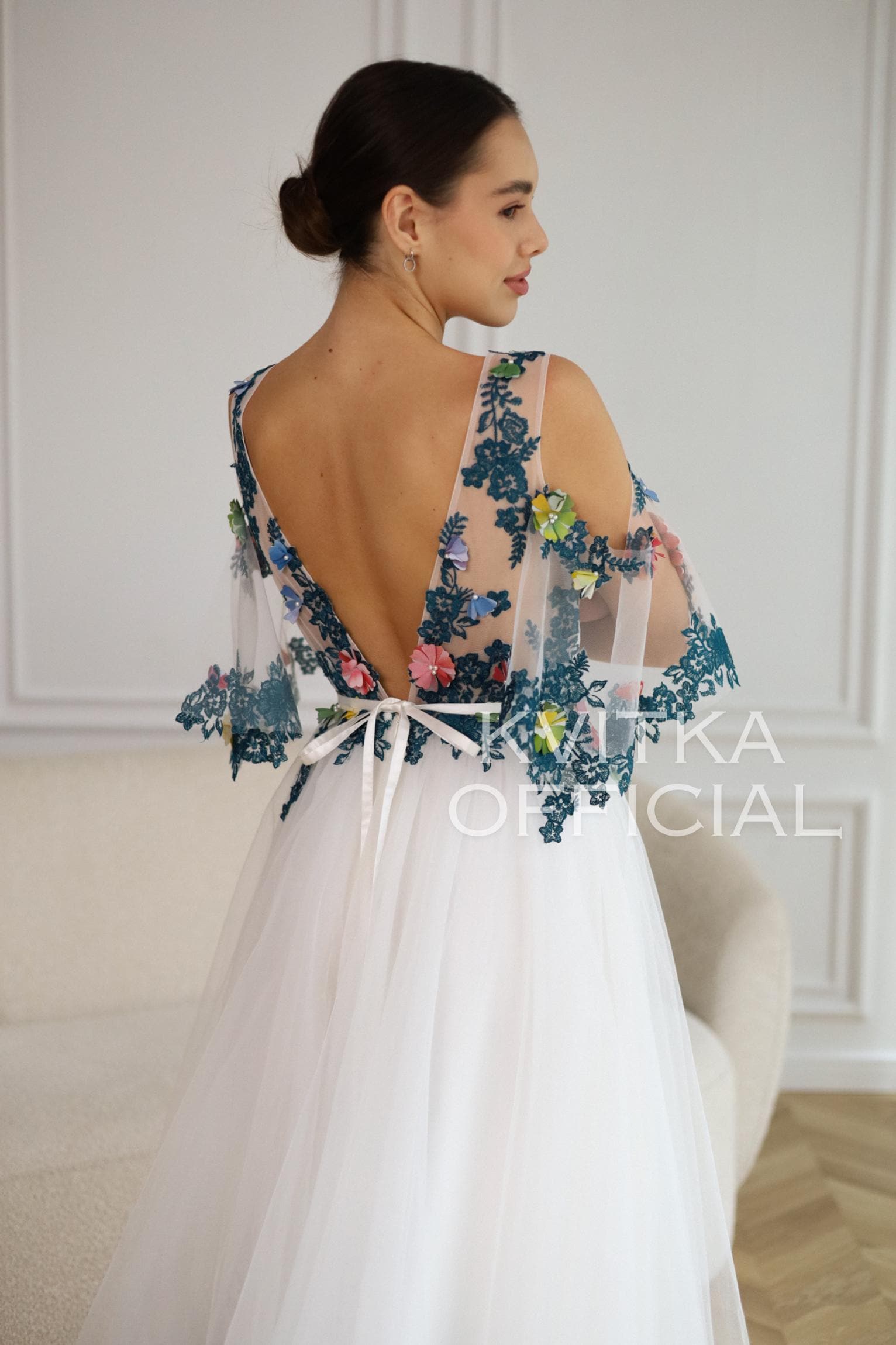 Colored Wedding Dress, Elegant Floral Embroidery A-line Dress, Unique Boho Wedding  Dress With Color - Etsy