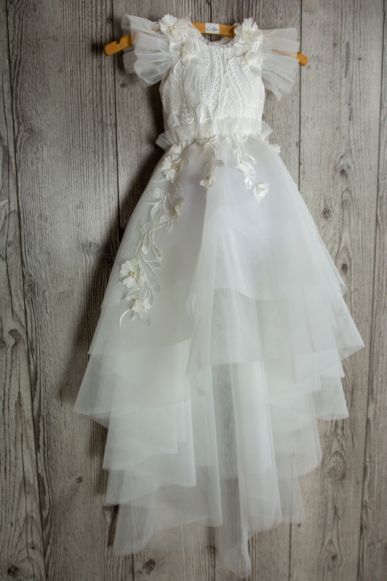 Baby Christening Bodysuit Tulle White Christening Gown With Etsy