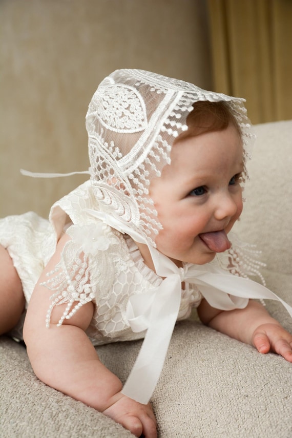 Bonnet Baby Lace Outfit Newborn Lace Bonnet, Baptism Hat For Baby