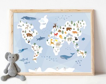 Printable world map | Etsy
