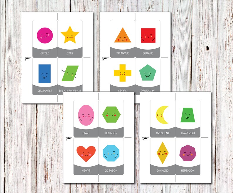 Shape Flashcards Printable Flash Cards Shape Flash Cards Etsy
