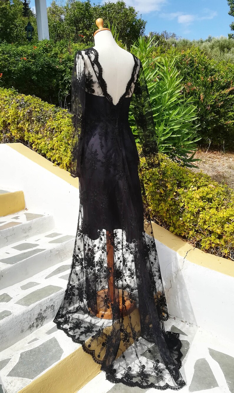 Black Wedding dress. Long sleeve wedding dress. A line bridal Etsy