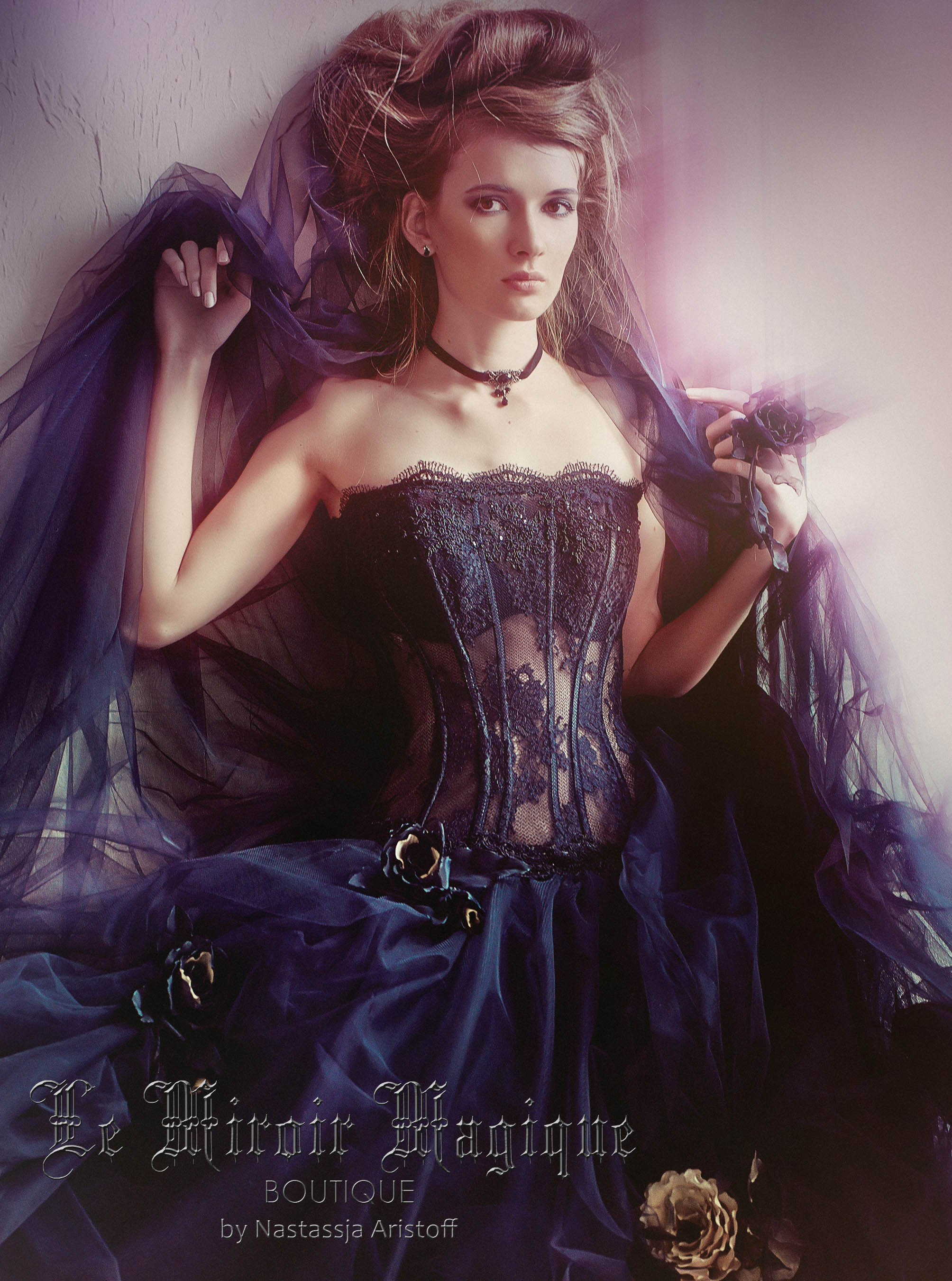Lace Corset. Strapless Wedding Corset. Black Wedding Top