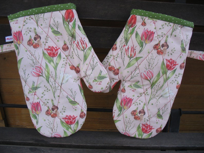 Topfhandschuhe Tulpen auf rose Bild 1