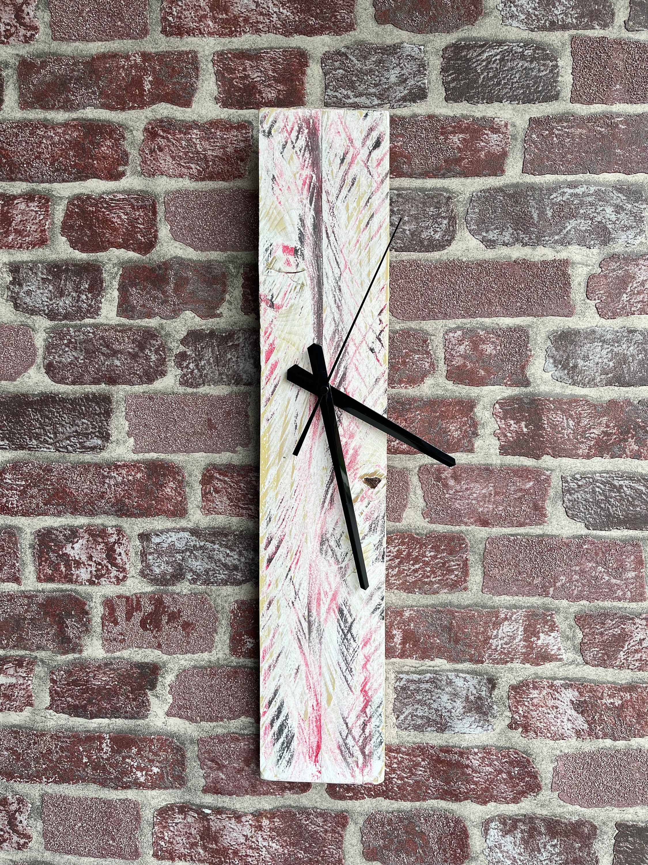 Horloge Murale Bois Patiné. Mouvement Silencieux