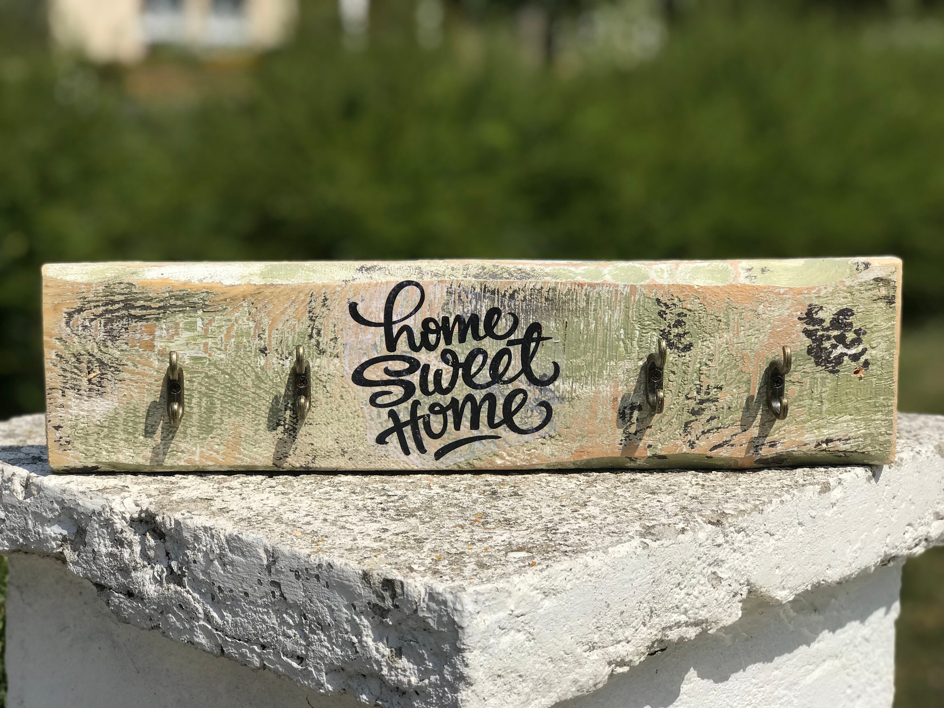 Porte Clef Mural Bois Home Sweet Home
