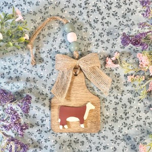 Red and White Hereford Cow Hanging Ornament