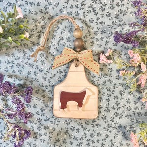 Red and White Hereford Cow Hanging Ornament
