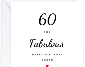 Personalised 60th Birthday Card - Sixtieth Birthday Card for 60 Year Old Women Mum Mother Gran Nan Grandmother Sister Wife Woman Nanny Her