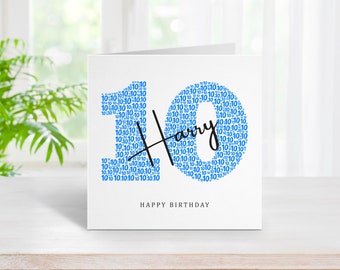 Personalised 10th Birthday Card - Tenth Birthday Card for 10 Year Old Boys Ten Son Grandson Nephew Godson Brother Him BC1170