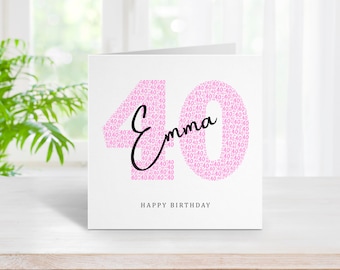 Personalised 40th Birthday Card Custom Fortieth Birthday Card for 40 Year Old Woman Daughter Wife Mum Sister Friend Her (Any Age) BC1053