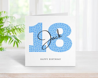 Personalised 18th Birthday Card - Eighteenth Birthday Card for 18 Year Old Boys Eighteen Son Grandson Nephew Brother Men Him BC1044