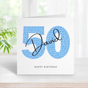 Personalised 50th Birthday Card - Fiftieth Birthday Card for 50 Year Old Men Fifty Dad Father Son Uncle Husband Brother Him BC1056