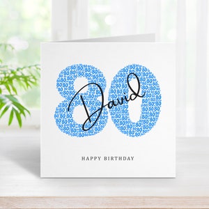 Personalised 80th Birthday Card - Eightieth Birthday Card for 80 Year Old Men Dad Father Grandad Uncle Brother Husband Him BC1194